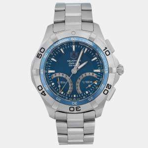 Tag Heuer Blue Stainless Steel Aquaracer Auto-Quartz Men's Wristwatch 43 mm