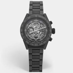 Tag Heuer Black Ceramic Stainless Steel Carrera CAR2A91.BH0742 Men's Wristwatch 45 mm 