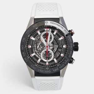 TAG Heuer Black PVD Stainless Steel Rubber Carrera Calibre HEUER 01 CAR2A1Z.FT6051 Men's Wristwatch 45 mm