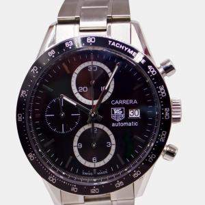 Tag Heuer Black Stainless Steel Carrera Calibre 16 Automatic Chronograph Men's Wristwatch 41 mm