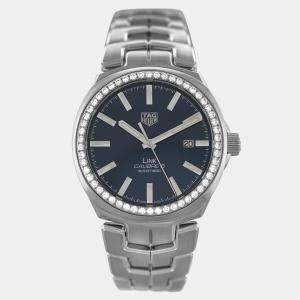 Tag Heuer Blue Diamond Stainless Steel Link WBC2113.BA0603 Automatic Men's Wristwatch 41mm