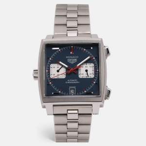 Pre Owned Tag Heuer Stainless Steel Silver Monaco WW2115 Automatic Chronograph Men's Wristwatch 39 mm