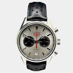 Pre Owned TAG Heuer Carrera Calibre 16 CV2014 Automatic Black Dial Stainless Steel Men's Wristwatch 41 mm