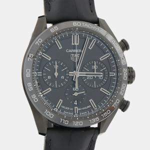 مملوكة مسبقًا ساعة يد رجالية تاغ هيور كاريرا اليابان إصدار كرونوغراف CBN2A1G أوتوماتيكية سوداء ستانلس ستيل 44 مم