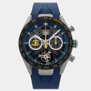 Pre Owned Pre-Owned Tag Heuer Carrera Extreme Sport Chronograph Tourbillon x Senna Limited Edition CBU5081.FT6274 Black Automatic Titanium Men's Wristwatch 44 MM