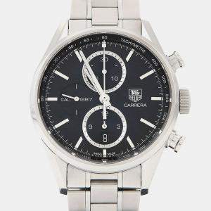 Pre Owned Tag Heuer Carrera Chronograph CAR2110-1 Automatic Black Stainless Steel Men's Wristwatch 41mm