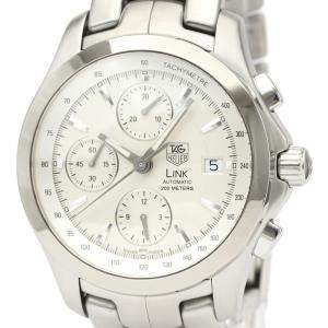 Pre Owned Tag Heuer Silver Stainless Steel Link Chronograph Automatic CJF2111 Men's Wristwatch 42 MM