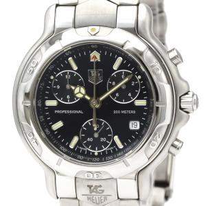 Tag Heuer Black Stainless Steel 6000 Chronogragh Quartz CH1113 Men's Wristwatch 40 MM