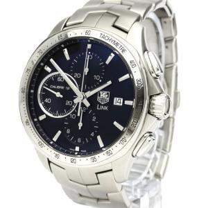 tag Heuer Black Stainless Steel Link Calibre 16 Chronograph Automatic CAT2010 Men's Wristwatch 43 MM