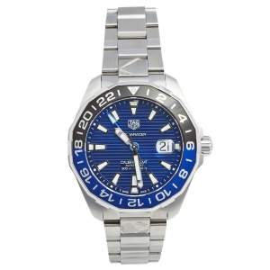 Tag Heuer Blue Stainless Steel Aquaracer GMT WAY201T Men's Wristwatch 43 mm