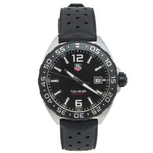 TAG Heuer Black Stainless Steel Rubber Formula 1 WAZ1110 Men's Wristwatch 41 mm