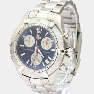 Tag Heuer Blue Stainless Steel Aquaracer Chronograph Quartz CAF1112 Men's Wristwatch 42 MM