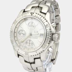 Tag Heuer Silver Stainless Steel Link Chronograph Automatic CT2113 Men's Wristwatch 42 MM