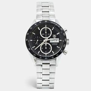 TAG Heuer Black Stainless Steel Juan Manual Fangio Edition Carrera CV201AG.BA0725 Men's Wristwatch 41 mm