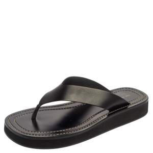 The Row Black Leather Ginza Thong Sandals Size 38