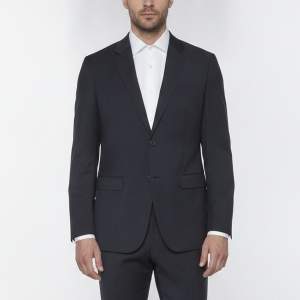 Pre Owned Theory Navy Blue Check Wool Single Breasted Blazer L
