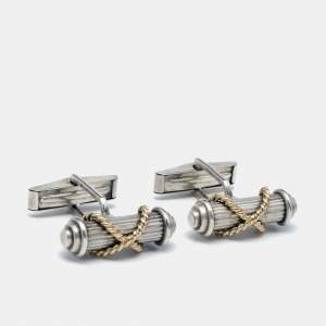 Tiffany & Co. Vintage Cable 18k Yellow Gold Sterling Silver Cufflinks