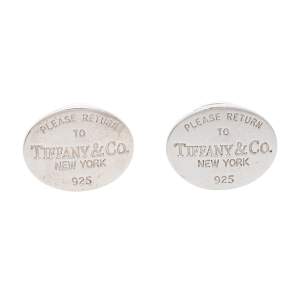 Pre Owned Tiffany & Co. Return to Tiffany Vintage Sterling Silver Oval Cufflinks