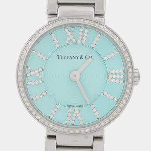 مملوكة مسبقًا Tiffany & Co. Atlas Quartz Stainless Steel Diamond Women's Wristwatch 24mm
