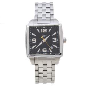 Pre Owned Tissot Black Stainless Steel Quadrato T005.510.A Men's Wristwatch 36 MM