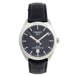 Tissot Black Stainless Steel Leather PR100 80 T101.407.16.051.00 Men's Wristwatch 39 mm