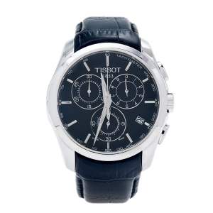 Tissot Black Stainless Steel Leather Couturier T035617A Men's Wristwatch 41 mm