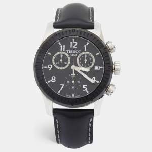 Tissot Black Stainless Steel Leather V8 T039.417.26.057.00 Men's Wristwatch 42 mm