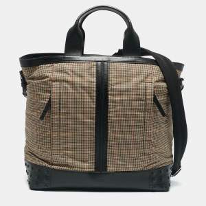 Tod's Multicolor Checkered Nylon and Leather Gommino Tote
