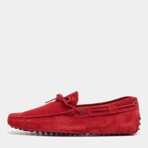 Tod's Red Suede Slip On Loafers Size 44.5