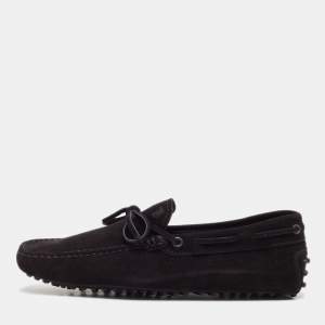 Tod's Black Suede Bow Slip On Loafers Size 41