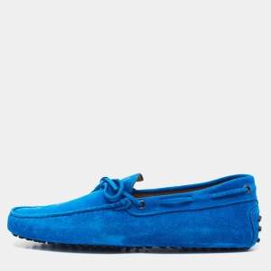 Tod's Blue Suede Gommino Driver Loafers Size 43