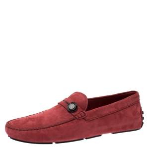 Pre Owned Tod's for Ferrari Red Suede Loafers Size 44.5