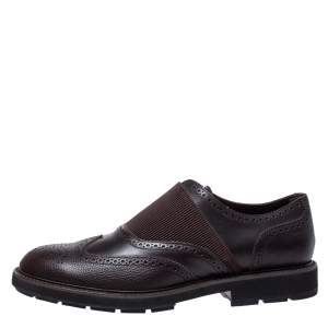 Tod's Brown Brogue Leather Slip On Oxford Size 44.5