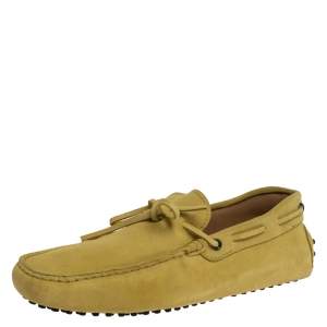 مملوكة مسبقًا حذاء لوفرز تودز سليب أون فيونكة جلد سويدي أصفر مقاس 44