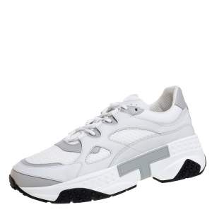 Pre Owned Tod's White Leather and Mesh Active Sporty Sneakers Size 41.5