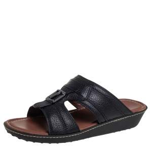 Pre Owned Tod's Black Leather Slide Sandals Size 41