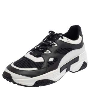 Pre Owned حذاء رياضي تودز برباط علوي شبك وجلد أبيض/ أسود مقاس 42.5 