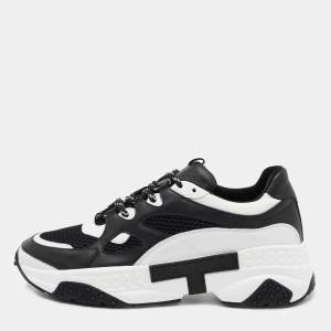 Tod's Black/White Mesh and Leather Chunky Sneakers Size 42.5