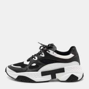 Tod's Black/White Mesh and Leather Chunky Platform Sneakers Size 43