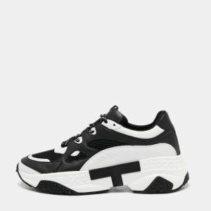 Tod's Black/White Leather Galleria Lace Up Sneakers Size 42