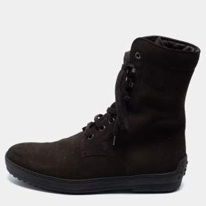 Tod's Brown Suede Lace Up Combat Boots Size 40