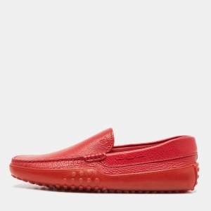 Tod's Red Leather Slip On Loafers Size 41