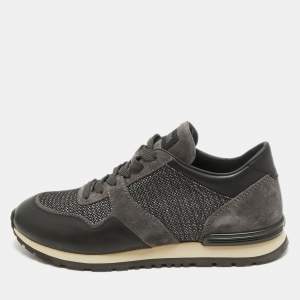Tod's Black/Grey Leather and Suede Low Top Sneakers Size 40