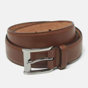 Pre Owned Tod's 85 CM Buckle Belt Brown Leather