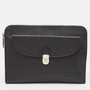 Tod's Black Leather Zip Pouch