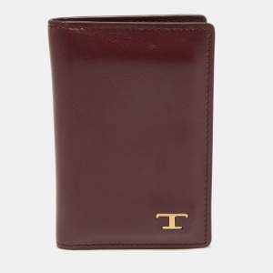 Tod's Burgundy Leather Business Card Holder