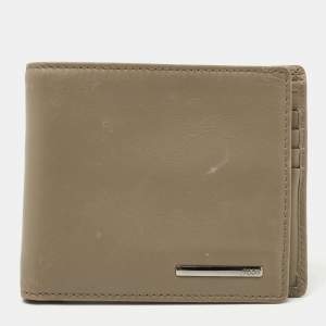 Tod's Olive Green Leather Bifold Wallet