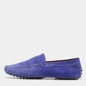 Tod's Cobalt Blue Suede Penny Loafers Size 41.5