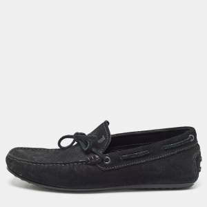 Pre Owned Tod's Black Suede Slip On Loafers Size 39.5