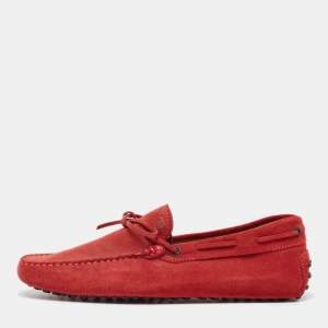 Tod's Red Suede Gommino Driving Loafers Size 42